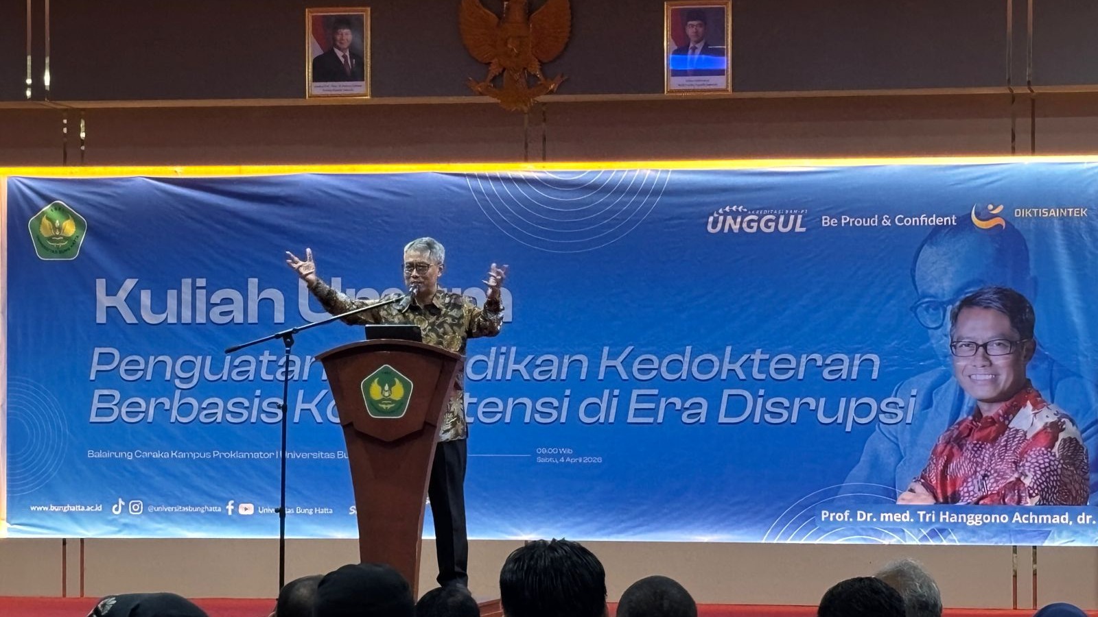 Universitas Bung Hatta Gelar Kuliah Umum Penguatan Pendidikan Kedokteran Berbasis Kompetensi di Era Disrupsi