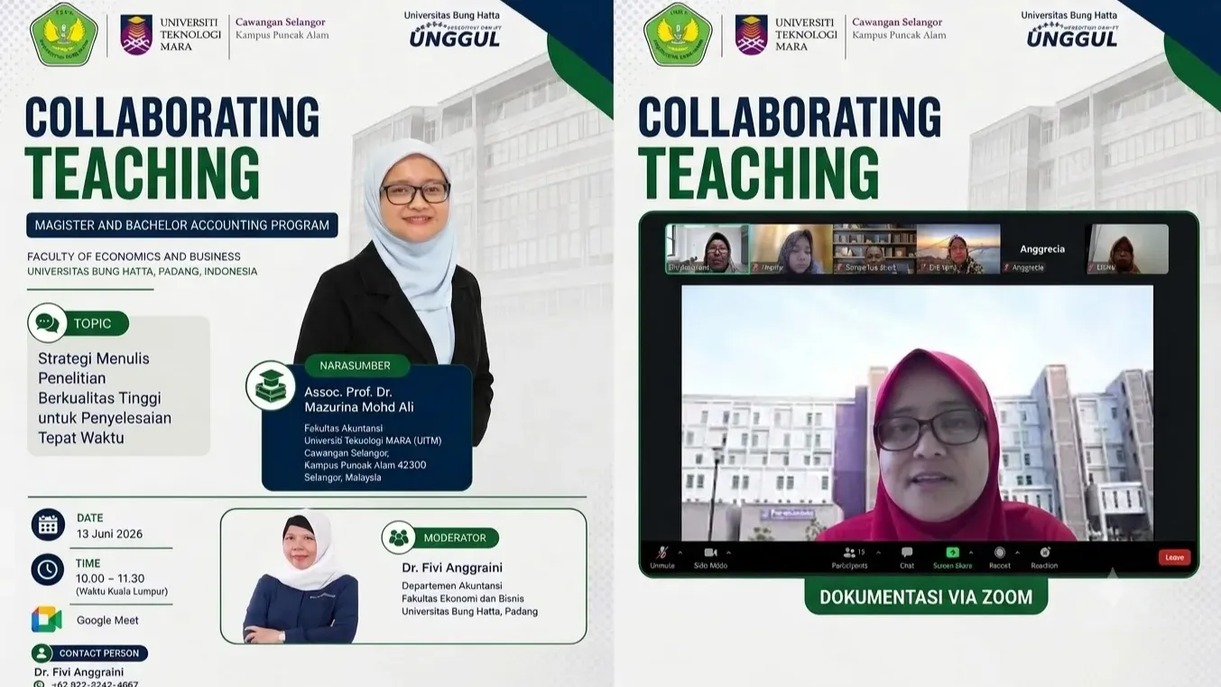 Prodi Akuntansi Universitas Bung Hatta Gelar International Collaboration Teaching UiTM Malaysia, Bahas Strategi Publikasi