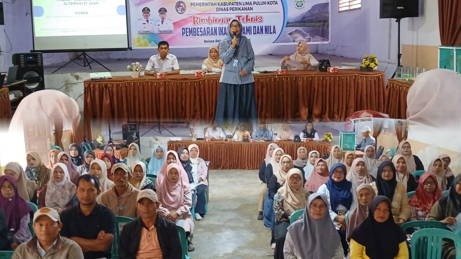 Prof. Dr. Ir. Yusra, M.Si., Dekan FPIK Universitas Bung Hatta Berikan Bimtek Pakan Alami Pembesaran Budidaya Ikan di Kabupaten Lima Puluh Kota