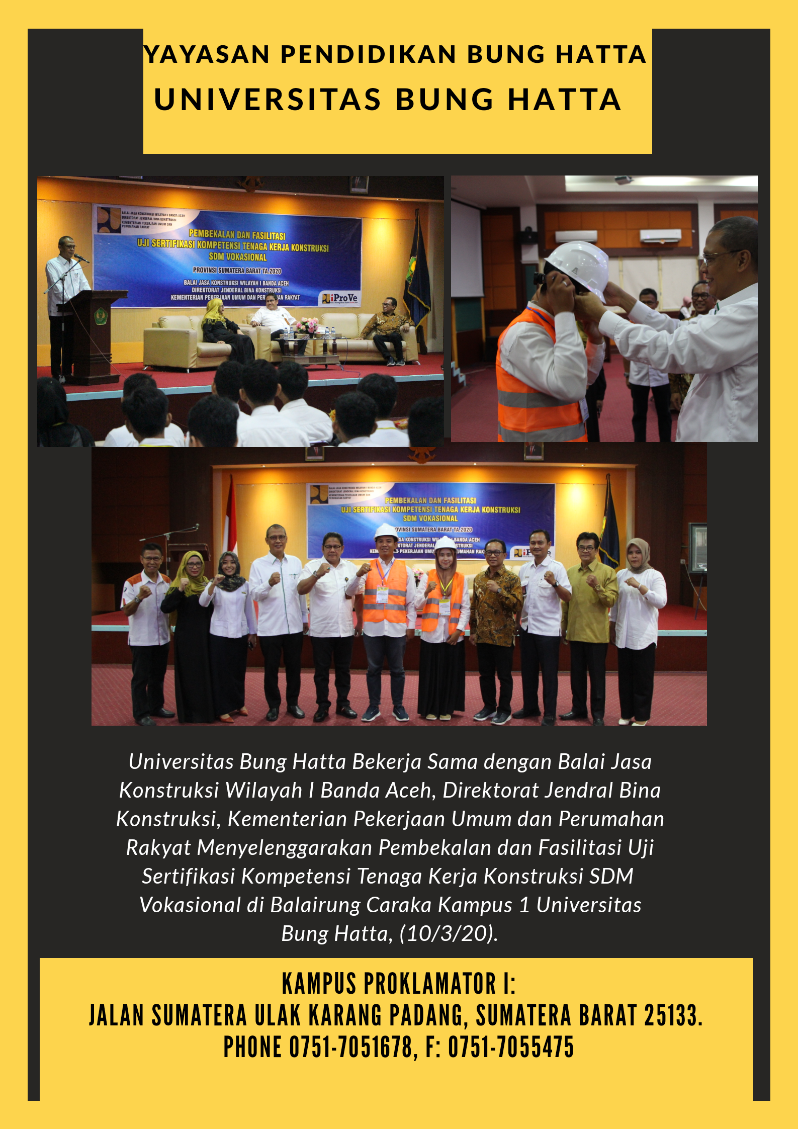 Pembekalan dan Fasilitasi Uji Sertifikasi Kompetensi bagi Mahasiswa dan Alumni Universitas Bung Hatta