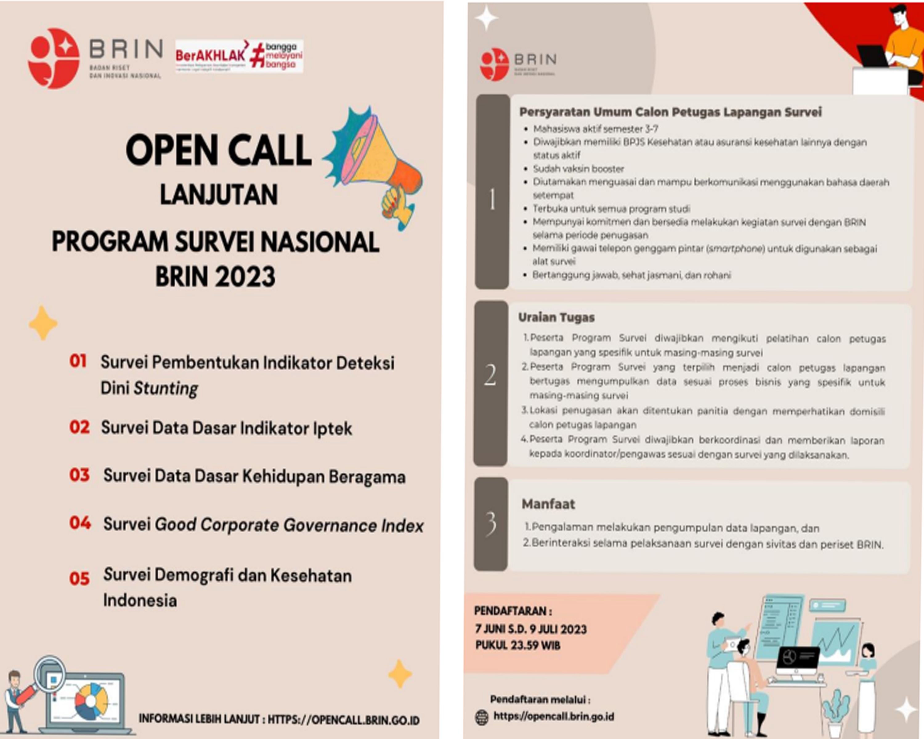 Open Call Rekrutmen Petugas Lapangan Survei BRIN 2023
