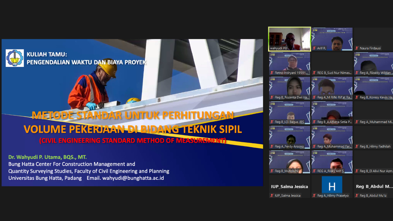 Dosen Prodi Teknik Ekonomi Konstruksi Universitas Bung Hatta Diundang Beri Kuliah di ITS Surabaya