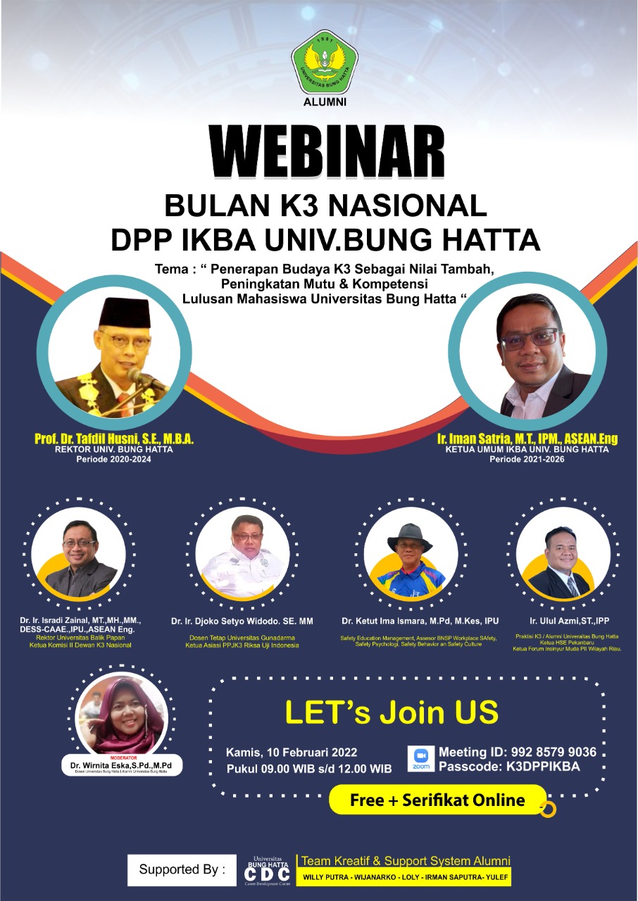 WEBINAR BULAN K3 NASIONAL DPP IKBA UNIVERSITAS BUNG HATTA