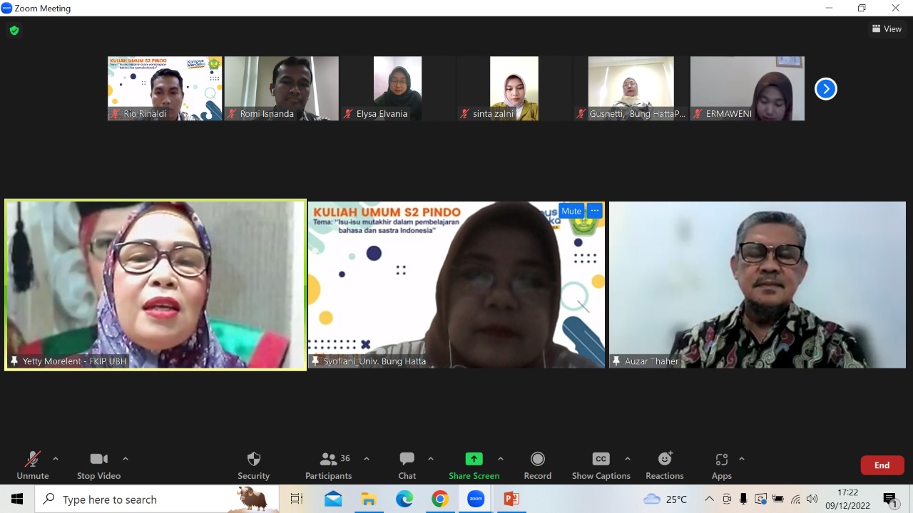 Magister Pendidikan Bahasa dan Sastra Indonesia FKIP Universitas Bung Hatta Selenggarakan Kuliah Umum Isu Mutakhir dalam Riset