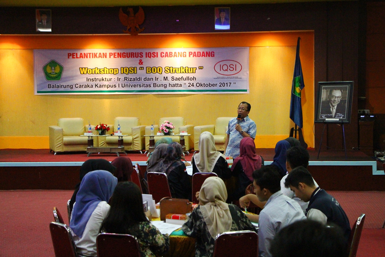 Teknik Ekonomi Konstruksi Universitas Bung Hatta Gelar Workshop dan Pelantikan Pengurus IQSI Sumbar