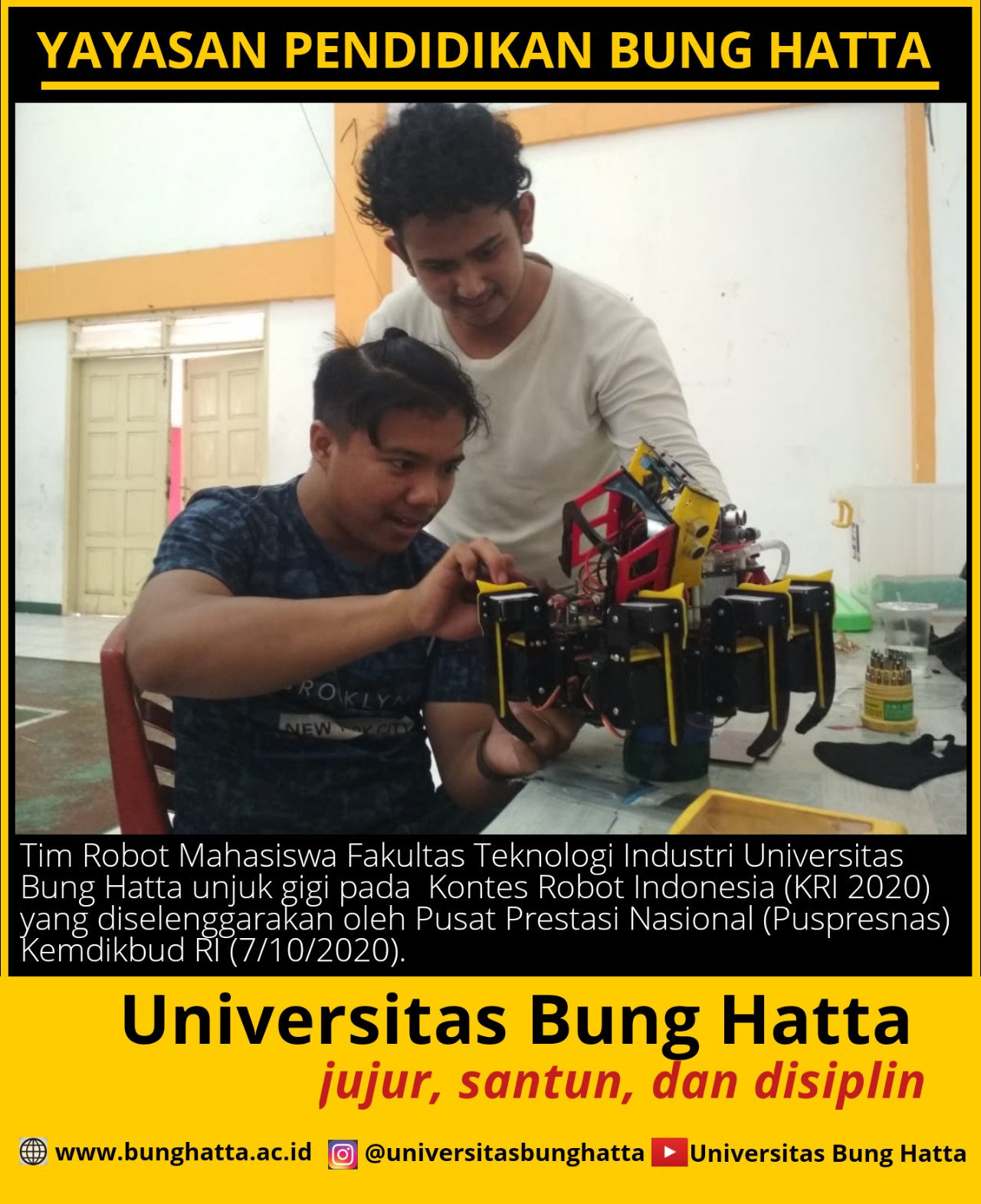 Tim Robot Proklamator Universitas Bung Hatta Unjuk Gigi dalam Kontes Robot Indonesia 2020