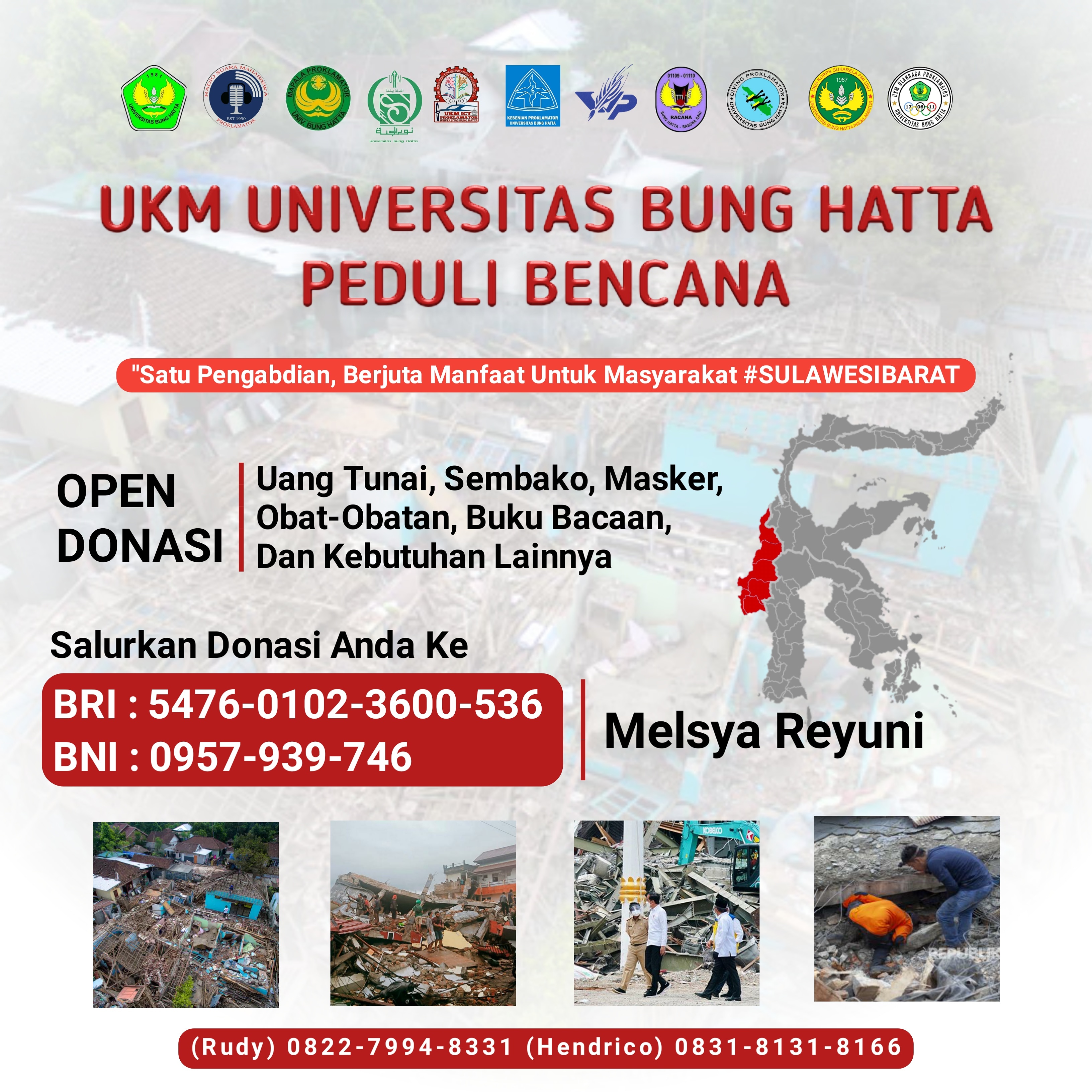UKM Universitas Bung Hatta Peduli Korban Bencana