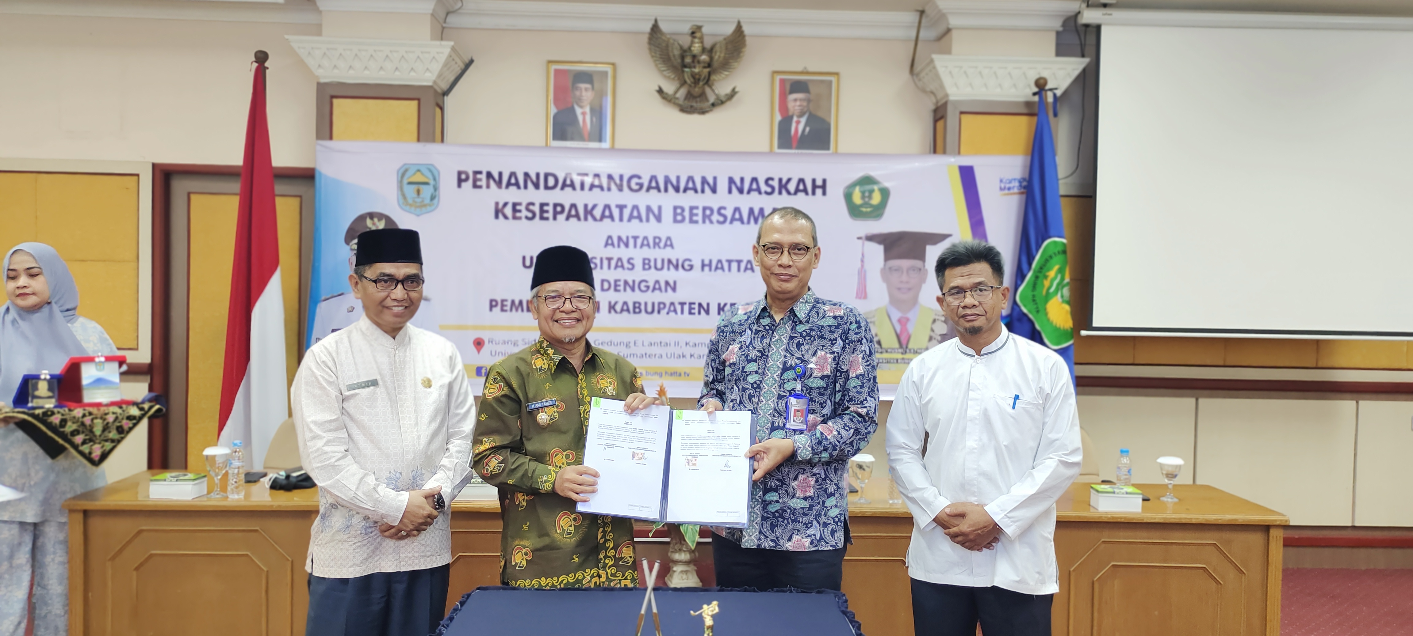 Universitas Bung Hatta Bersama Pemerintah Kabupaten Kerinci Sahkan Naskah Kesepakatan Bersama