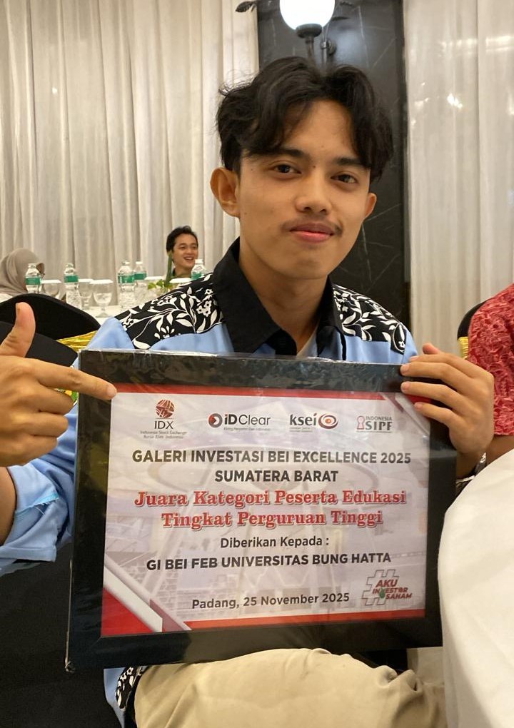 Galeri Investasi Bursa Efek Indonesia FEB Universitas Bung Hatta Raih Juara Katagori Peserta Edukasi Tingkat Perguruan Tinggi
