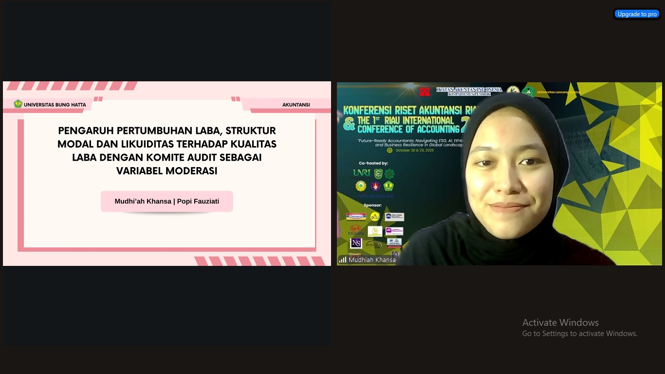 Mudhi'ah Khansa, Mahasiswa Akuntansi Universitas Bung Hatta Tampil di International Conference