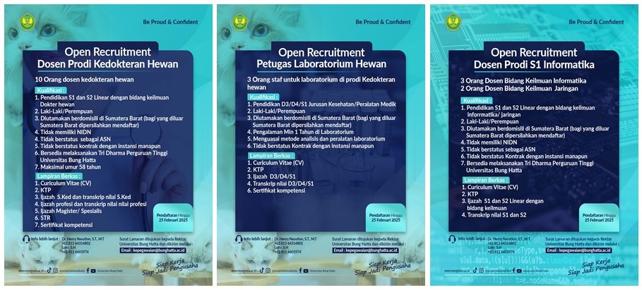 Universitas Bung Hatta Membutuhkan Dosen dan Tenaga Kependidkan