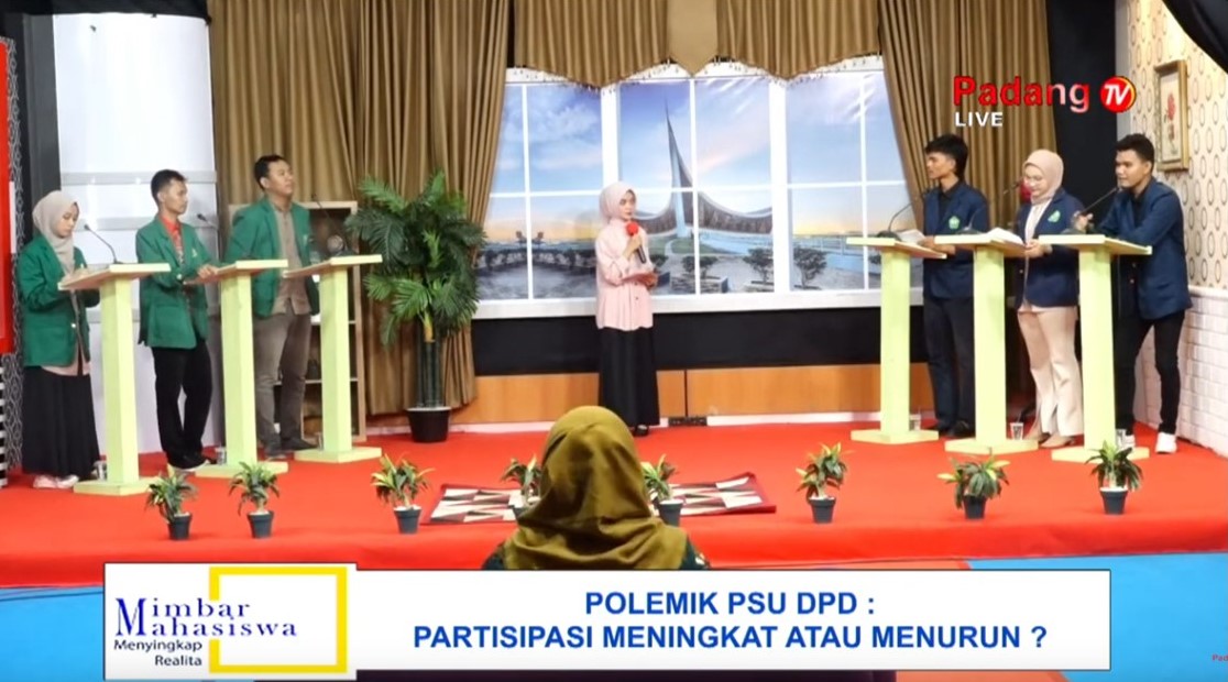 Di Fasilitasi Padang TV, Mahasiswa Universitas Bung Hatta dan Unand, Perdebatkan PSU DPD Sumbar