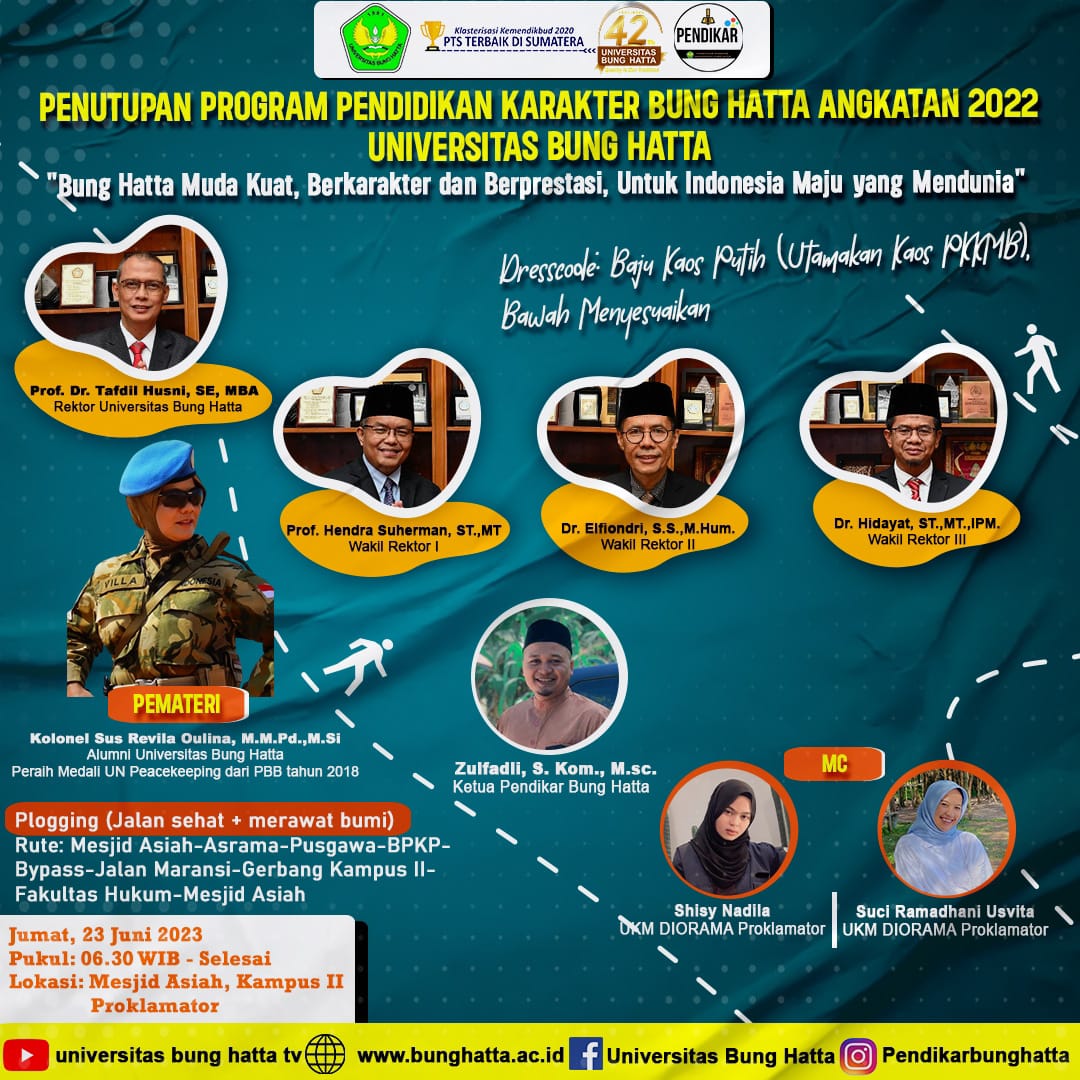 Penutupan Program Pendidikan Karakter Bung Hatta, Mahasiswa Angkatan 2022