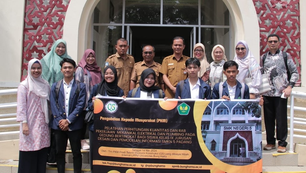 Tim PKM Prodi Teknik Ekonomi Konstruksi  Berikan Pelatihan  Perhitungan RAB Pekerjaan Mekanikal Elektrikal Dan Plumbing Bagi Siswa SMKN 5 Padang