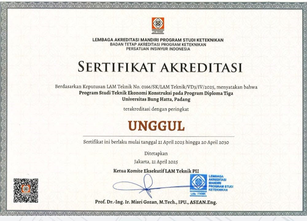 Selamat! Prodi Teknik Ekonomi Konstruksi Fakultas Teknik Sipil dan Perencanaan Raih Akreditasi Unggul