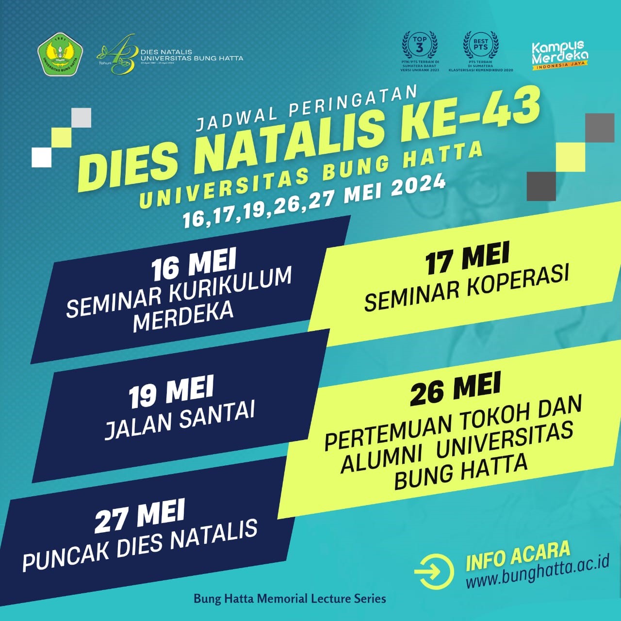 Rangkaian Acara Perayaan Dies Natalis ke-43 Universitas Bung Hatta