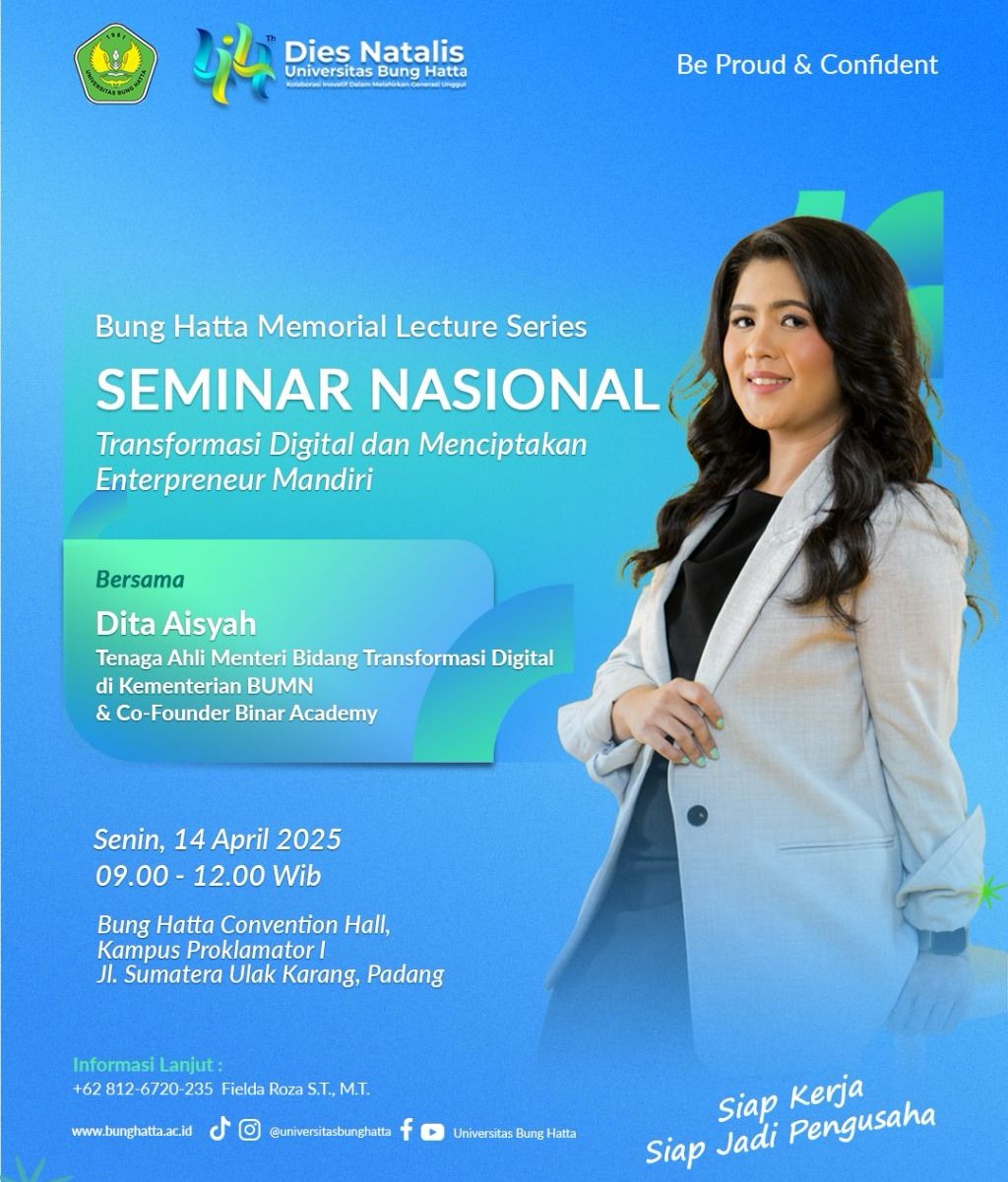 Universitas Bung Hatta  Akan Gelar Seminar Nasional Transformasi Digital dan Entrepreneur Mandiri Dalam Rangka Dies Natalis ke-44