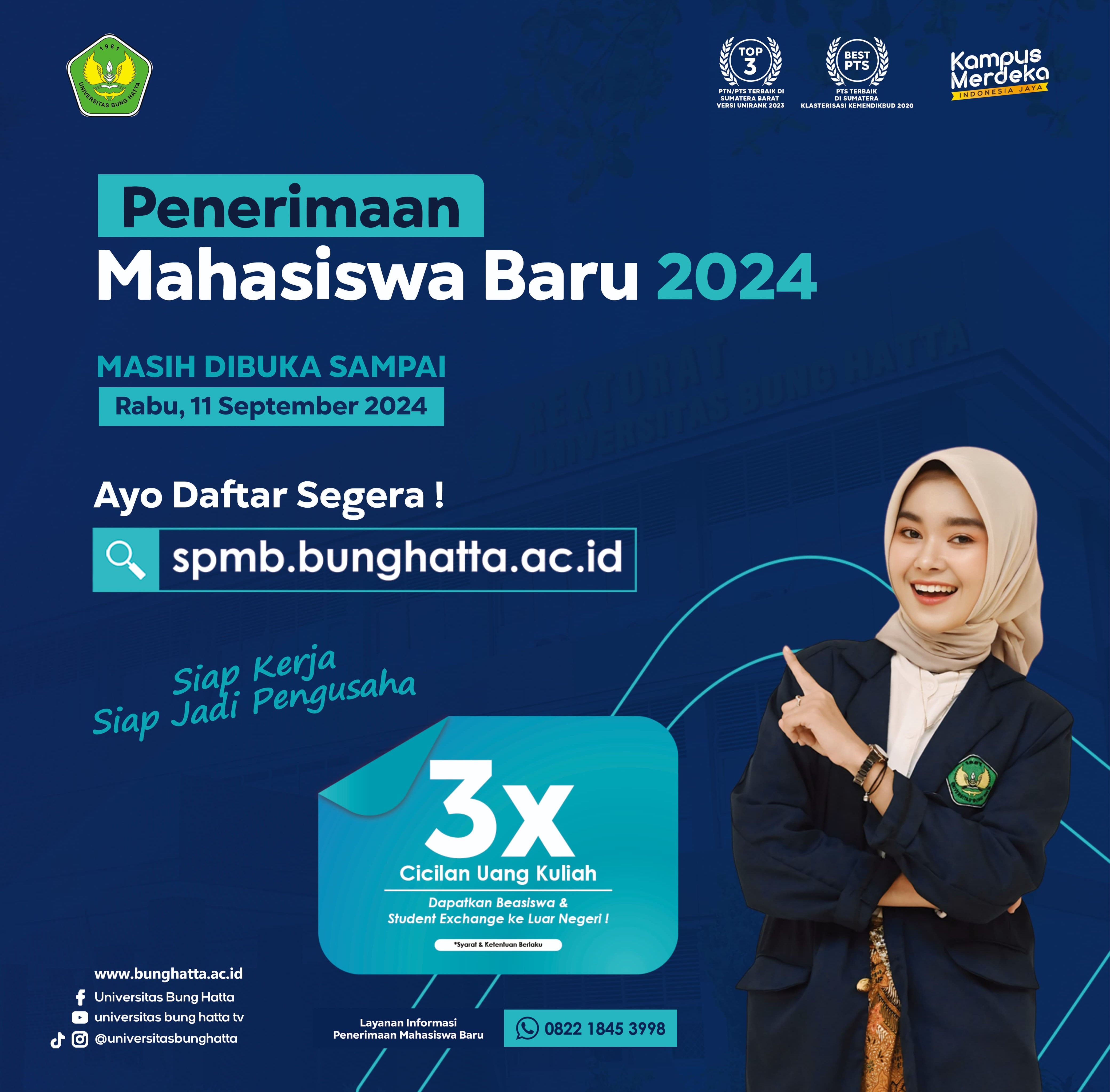 Penerimaan Mahasiswa Baru Universitas Bung Hatta Sampai Tanggal 11 September 2024