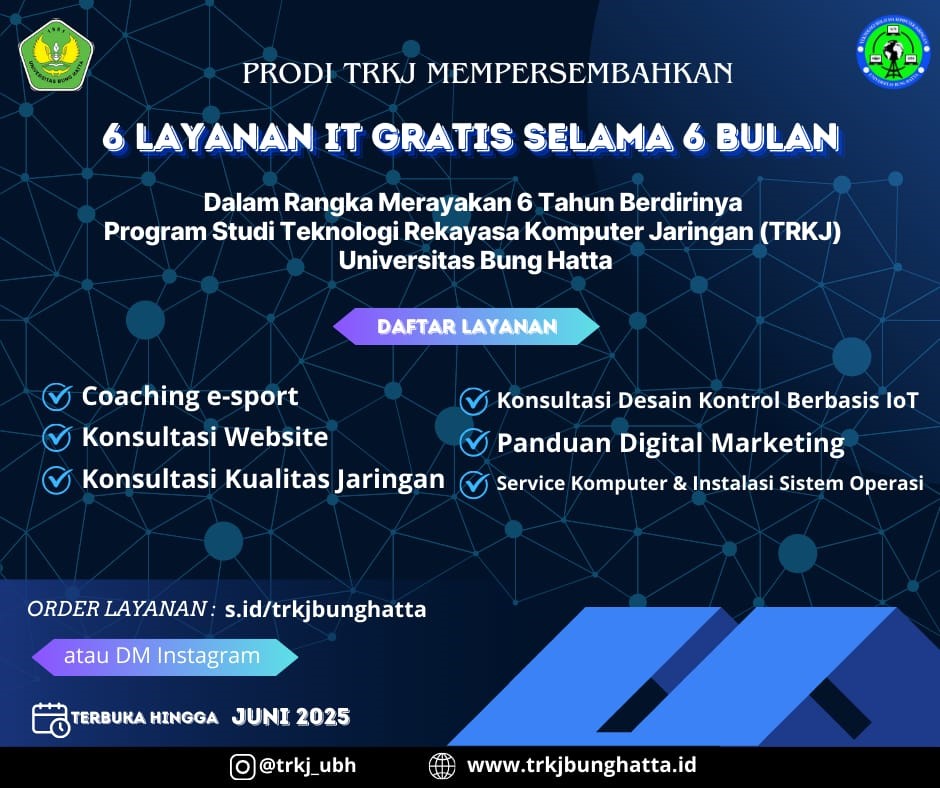 6 Layanan Gratis Untuk Masyarakat Dari Prodi Teknologi Rekayasa Komputer Jaringan FTI-Universitas Bung Hatta