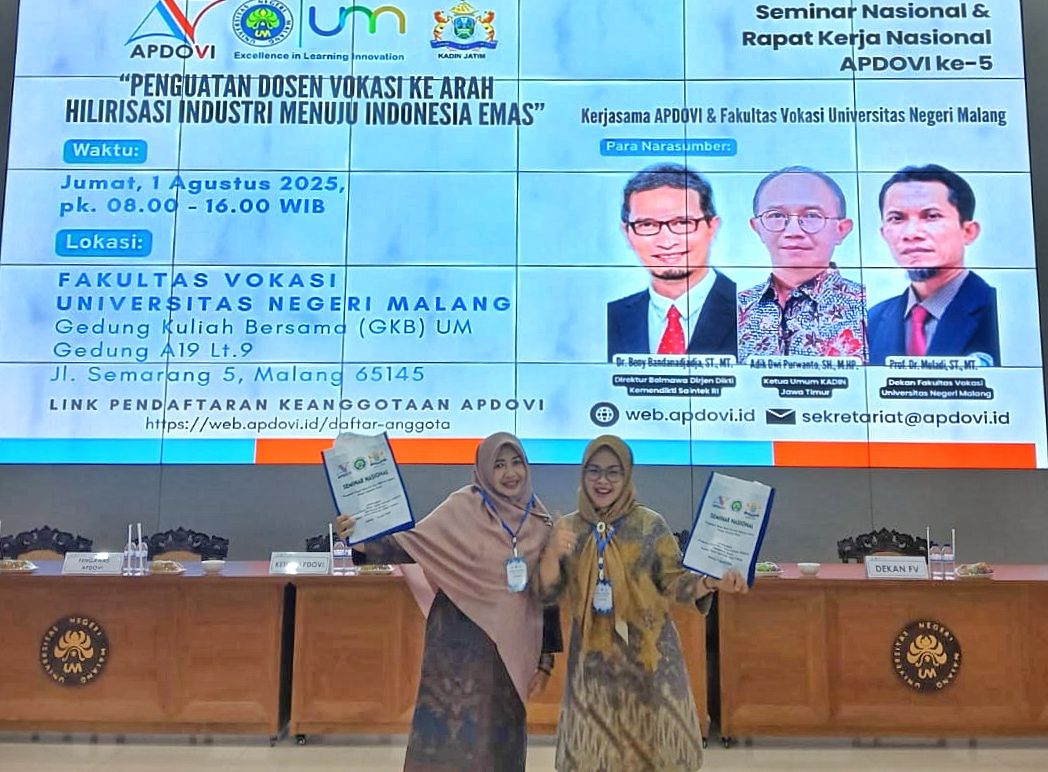 Dosen PTIK Universitas Bung Hatta Presentasi di Seminar Nasional dan Rakernas APDOVI ke-5 di Universitas Negeri Malang