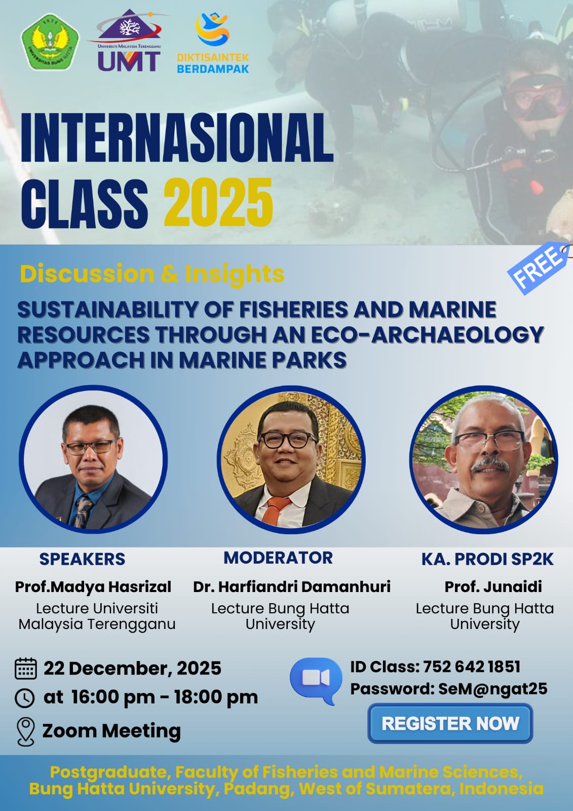 Universitas Bung Hatta dan UMT Gelar International Lecture Series Bahas Eko-Arkeologi Maritim di Kawasan Konservasi Laut